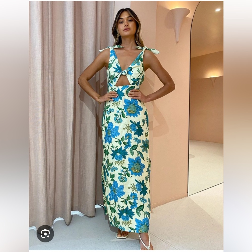 Sir The Label Alexandre Tie Midi Dress in Marguerite Print